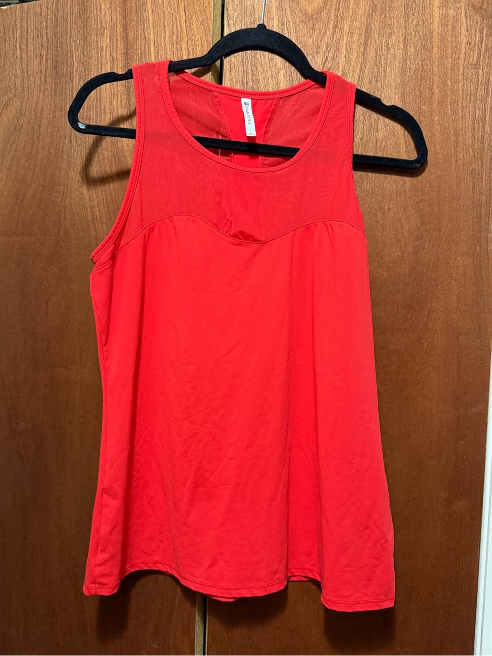 Fabletics Women’s Helena Red Sheer Mesh Panel Top